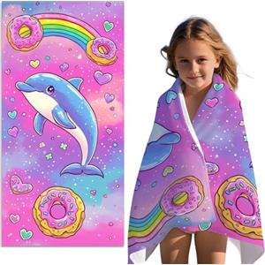 Rowjoy Asciugamani per bambini da 60 x 120 cm, asciugamano da spiaggia in microfibra senza sabbia, asciugamano da bagno per bambini che si asciuga rapidamente, ideale per viaggi, nuoto e doccia