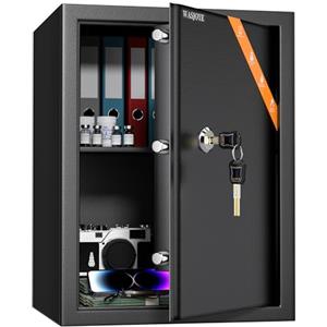 WASJOYE Cassaforte con Chiave, Cassaforte a Muro con Serratura 2 Chiaves (45×35×31cm), Cassetta di Sicurezza da Pavimento, Casa/Ufficio Casseforti da Armadio per Soldi Telefono Medicina Passaporto,49L
