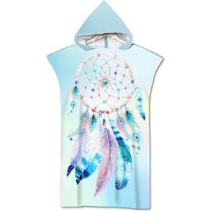 Rowjoy Poncho da spiaggia, poncho da surf, unisex e uomo, stampato, acchiappasogni, telo da spiaggia, telo mare con cappuccio, poncho ad asciugatura rapida per la spiaggia e il