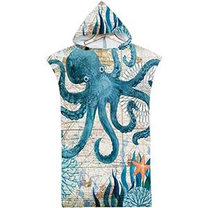 Rowjoy Poncho da bagno per bambini, con stampa animale, in microfibra, ad asciugatura rapida, per bambini di 2-8 anni (H2-75 x 65 cm)