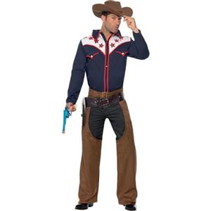 SMIFFYS Costume da cowboy del rodeo, blu, con maglietta, pantaloni e cappello Halloween
