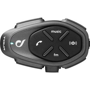 Cellularline Interphone Tour HD - Interfono Moto Stereo Alta Fedeltà 40mm, 4 Motociclisti, Distanza 1.5 Km, Autonomia 25 Ore, Impermeabile IP67