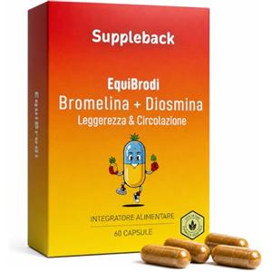 Suppleback Bromelina Drenante Anticellulite 2500 GDU + Diosmina Donna Uomo Integratore Alimentare con Centella Asiatica e Rusco PREZZO LANCIO Sgonfiante Microcircolazione 60 Capsule Made in Italy