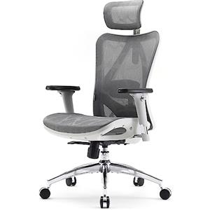 SIHOO M57 Sedia ergonomica da ufficio,design completamente traspirante,per computer,schienale alto,regolabile 3D,con braccioli e supporto lombare(Grigio Chiaro)