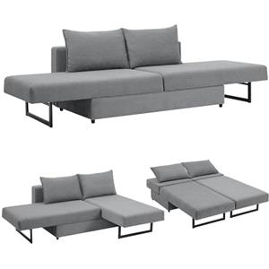 EVERGREENWEB MATERASSI & BEDS EVERGREENWEB - Divano letto chaise longue 3 posti trasformabile in comodo Letto Matrimoniale | Divano letto Angolare con Penisola | Design Moderno lunghezza 230 cm | Colore Grigio | Angélique