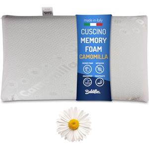 Baldiflex Emporio Cuscino Memory Foam Ergonomico Saponetta, Fodera Camomilla Rilassante, Sfoderabile e Lavabile, Misura 40x70 cm Alto 11 cm, Anticervicale