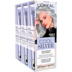 L'Oreal Paris L'Oréal Paris Cool Silver Trattamento Ravvivante e Fortificante per Capelli Bianchi Neutralizza Riflessi Gialli Colore Bianco Perla - 3 Flaconi da 114ml