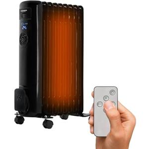 Wintem Radiatore ad Olio Elettrico 2000W - Stufa Elettrica Basso Consumo con Telecomando - Termosifone Elettrico 9 Elementi, Ruote e Manico - 13x42,5x60cm