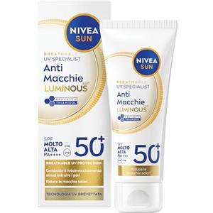 NIVEA SUN Luminous630 Crema Solare Viso SPF 50+ 40 ml, Protezione solare anti-macchia in fluido leggero, Crema antimacchie viso con Thiamidol brevettato, Non comedogenica, Tutti i tipi di pelle