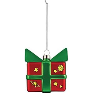 Alessi Cobosmico GJ02 16 Decorazione Natalizia Raffigurante Il Piccolo Pacco Regalo Cubosmico in Vetro Soffiato a Bocca all'Interno di Uno Stampo e Decorata a Mano