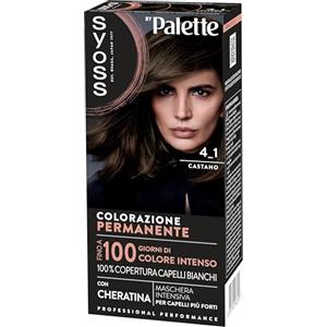 Syoss by Palette Colorazione Permanente 4-1 Castano, Colorazione capelli permanente con Cheratina, Tinta castano per 100% copertura dei capelli bianchi e fino a 100 giorni di colore intenso