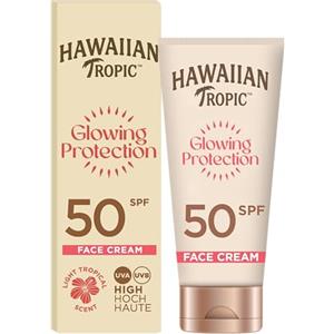 Hawaiian Tropic Glowing Protection crema solare viso - SPF 50-50 ml | Crema solare viso SPF 50 ad alta protezione UVA e UVB, a rapido assorbimento, con burro di karité e vitamina E, vegana