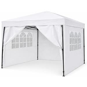 GARDENIA Gazebo 3x3 Pieghevole a Fisarmonica EasyFlex Bianco con Tende Richiudibili e Finestre