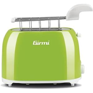 Girmi TP10 Tostapane, 750 W, Pinze estraibili inox, 7 livelli di cottura, Funzione tostafetta, Raccogli briciole, Espulsione automatica, Spegnimento automatico, Verde
