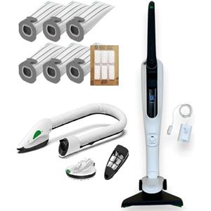 DG Service VORWERK FOLLETTO VK7s ORIGINALE NUOVO - Aspirapolvere SENZA FILI con Spazzola, Batteria, Caricabatteria, 6 Sacchetti, 6 Dovina - GARANZIA 2 ANNI (Dotazione Completa + Picchio PB7)