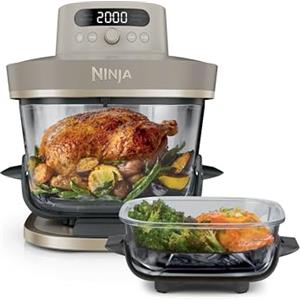 Ninja CRISPi PRO XL Friggitrice ad aria in vetro, 5 programmi di cottura preimpostati, include contenitori in vetro CleanCrisp da 5,7 L e 2,3 L e coperchi, bianco AS090EUWH