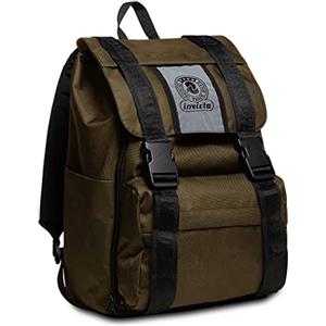 Invicta Zaino Ufficio Square, Verde Militare, Zaino Estensibile con Tasca Porta PC Portatile Fino a 14 e Tasca Porta Borraccia, Scuola, Lavoro, Unisex