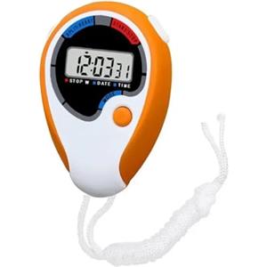 AMRTTWY Timer, 2 Pezzi Cronometro Digitale Calendario Allenamento Fitness Display LCD Cronometro Sport all'Aria Aperta Sveglia Timer di Corsa con Corda(White+Orange)