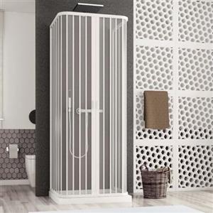 Generico Cabina Doccia a Soffietto, Apertura Centrale, 3 Lati Riducibili, 70x70x70 cm, Altezza 185 cm