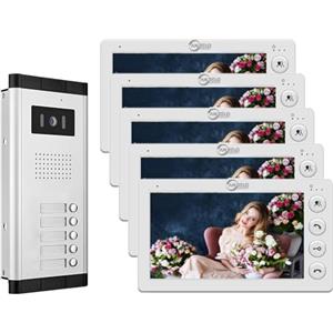 ANJIELO SMART Sistema di interfono video cablato per appartamento, kit videocitofono con monitor da 7 pollici per 2/3/4/5/6/8/10/12 unità, videocitofono per interni ed esterni, audio bidirezionale, sblocco con una