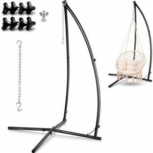 LIFERUN Supporto per Amaca da Giardino, per Amaca Regolabile, Max. 110kg, Supporto per Sedia Amaca in Ferro, per Balcone, Giardino