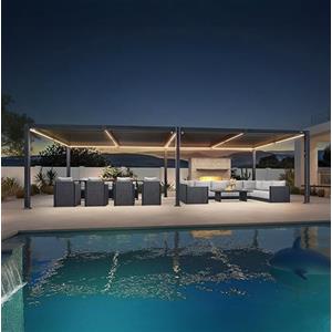 PURPLE LEAF Pergola Bioclimatica in Alluminio 3,5 x 8,5 m, Gazebo da Giardino Esterno Impermeabile con Lame Orientabili e LED, Pergola per Terrazza e Carport