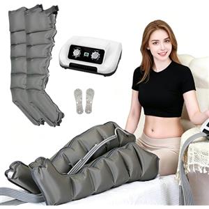 FahQuintuple Pressoterapia Linfodrenaggio Pressoterapia Professionale per Casa 6 Camere D'aria Massaggiatore Gambe e Braccia Addome, Apparecchio Massaggiatore, Anticellulite (Grey 2leg, 6 Camere)