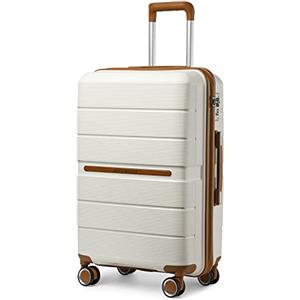 British Traveller Valigia Rigida 56cm Trolley Piccolo PP Leggero con TSA Lucchetto (20pollici, Bianco)