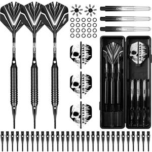 CyeeLife Set di freccette con punta morbida con corpo in ottone, punta professionale in plastica, aste in alluminio/PC + 6 alette + 30 punte morbide + 20 O Ring + 2 protezioni per alette + 1 custodia