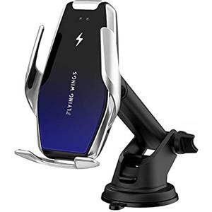 YIANERM Supporto Caricabatteria Wireless per Auto con Bloccaggio Automatico, 2 in 1 Qi 15W/10W/7.5W Presa d'Aria/Cruscotto Supporto Telefono compatibile con iPhone 8P/X Samsung Galaxy S9+ (argento)