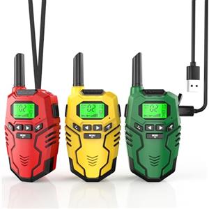 Inspireyes Walkie-Talkie Bambini Ricaricabili, 48 Ore di Orario di Lavoro, 3 Chilometri di Lungo Raggio, Regali di Compleanno per Ragazzi Ragazze, Giocattoli da Esterno per Bambini di 3-12 Anni