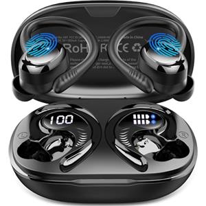 Hupoaf Cuffie Bluetooth Sport, 2026 Auricolari Bluetooth 5.4 con 4 ENC Mic, 50 Ore HiFi Stereo Cuffie Wireless, IP7 Impermeabili Cuffie Senza Fili, Display LED USB-C Cuffiette Running per iOS/Android