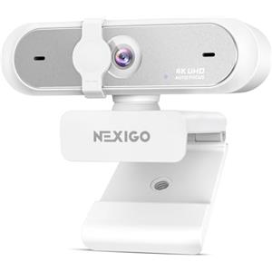 NexiGo N660P Pro Webcam 4K Con Lente Senza Distorsione, 1080P 60 FPS Autofocus, 3DNR, Microfoni Riduzione Rumore E Copertura Privacy, Webcam Gaming Streaming PC Mac Switch 2, Bianco