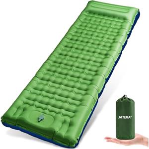 JATEKA Materassino Gonfiabile Campeggio Ultra Leggero con Cuscino Integrato 14 cm Materasso Gonfiabile Singolo per Viaggi Outdoor Spiaggia Materassino da Campeggio Azzurro-Verde