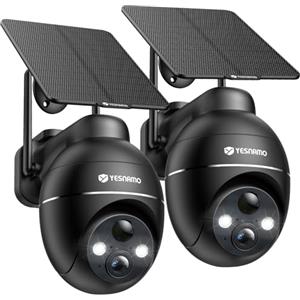 YESNAMO Telecamera Wi-Fi Esterno con Pannello Solare, 2K Videocamera Sorveglianza Esterno a Batteria 360° PTZ, Visione Notturna A Colori, Audio Bidirezionale, Allarmi PIR, IP66, Nero 2