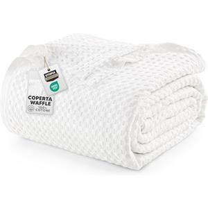 Utopia Bedding Piumino in cotone waffle da 300 GSM (Bianco - 228 x 228 cm), piumino morbido, leggero e traspirante per tutte le stagioni
