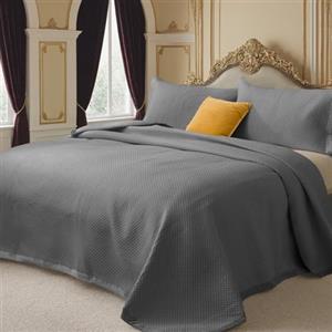 OKYUK Set di biancheria da letto matrimoniale, 3 pezzi, con copriletto trapuntato, oversize, in microfibra, leggero, con federe, reversibile, stampato, per le stagioni (star grigio scuro, 220x240cm