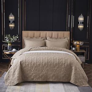 OKYUK Set di biancheria da letto matrimoniale, 3 pezzi, con copriletto trapuntato, oversize, in microfibra, leggero, con federe, reversibile, stampato, per tutte le stagioni, 220 x 240 cm (cammello