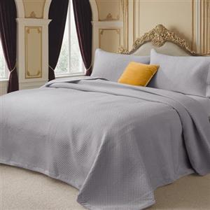 OKYUK Set di biancheria da letto matrimoniale, 3 pezzi, con copriletto trapuntato, oversize, in microfibra, leggero, con federe, reversibile, stampato, per tutte le stagioni (grigio star, 220x240cm