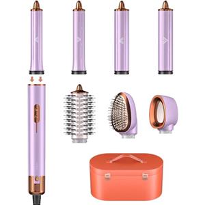 Cweixi Cwexi Air Styler 7 in 1, Asciugacapelli Ionico, 2 Dimensioni Arricciacapelli Automatico, Spazzola Rotante Per Capelli e Lisciante, 1700W, 114.000 Giri/min. Custodia in Pelle, Set Regalo Viaggio