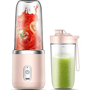 Smart-J Frullatore Portatile Turboblend con Batteria al Litio Ricaricabile USB 1500 mAh, Design Compatto, Capacità 500mL, Ideale per Smoothie, Frullati di Frutta e Verdura - Plastica Resistente (Rosa)