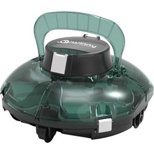 WINNY POOL CLEANER Winny 200 Robot Piscina, Piscina Senza Fili con Batteria, Autonomia 75 Min per Piscine Fuori Terra 60 m², Doppia Filtrazione, Parcheggio Automatico (Trasparente Verde Bianco)