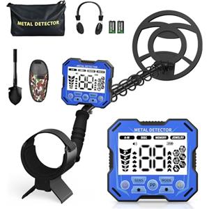 GJCrafts Metal detector professionale con 2 batterie ricaricabili, 5 modalità Metal detector per adulti e bambini, chip anti-interferenza, impermeabile IP68, alimentazione a batteria e USB (Blu Navy)