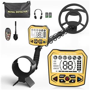 GJCrafts Metal detector professionale con 2 batterie ricaricabili, 5 modalità Metal detector per adulti e bambini, chip anti-interferenza, impermeabile IP68, alimentazione a batteria e USB (Giallo)