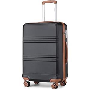 KONO Trolley Bagaglio a Mano 52 x 38 x 21 cm ABS Leggero e Rigido con 4 Ruote 360°, Lucchetto TSA, Cabina per Trasporto (20", Nero/Marrone)