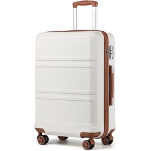 KONO Valigia Grande ABS Leggero e Rigido con 4 Ruote 360°, Lucchetto TSA, Trolley da Stiva 23kg Capiente(28", Bianco Crema)