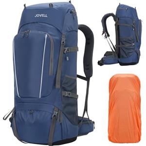 JOVELL 70L Zaino da Escursionismo con Copripioggia, Pacchetto da Viaggio e Campeggio per Sport all'Aria Aperta, Arrampicata, Touring ed Escursionismo, Bagaglio da Zaino per Uomini e Donne (Blu)