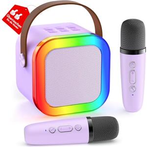 Ankuka Microfono Bambini Karaoke con Microfono per Bambini 4 5 6 7 8 9 Anni, Microfono Karaoke Bluetooth con Effeti Cambia Voce, Giochi Bambini Regalo Bambini per Compleanno Natale(Viola)