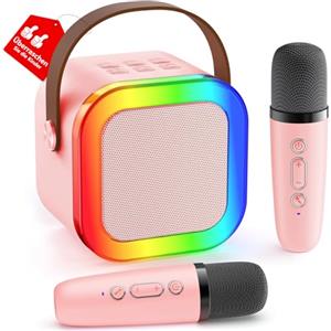 Ankuka Microfono Bambini Karaoke con Microfono per Bambini 4 5 6 7 8 9 Anni, Microfono Karaoke Bluetooth con Effeti Cambia Voce, Giochi Bambini Regalo Bambini per Compleanno Natale(Rosa)