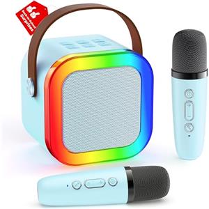 Ankuka Microfono Bambini Karaoke con Microfono per Bambini 4 5 6 7 8 9 Anni, Microfono Karaoke Bluetooth con Effeti Cambia Voce, Giochi Bambini Regalo Bambini per Compleanno Natale(Blu)